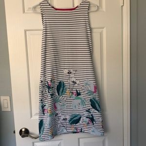 Navy and white patterned shift dress